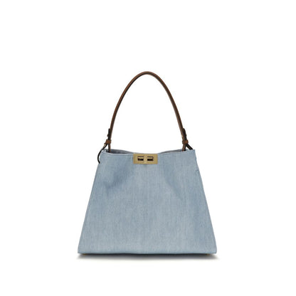 Fendi Schultertasche aus blauem Kalbsleder Bos Taurus