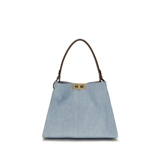 Fendi Schultertasche aus blauem Kalbsleder Bos Taurus