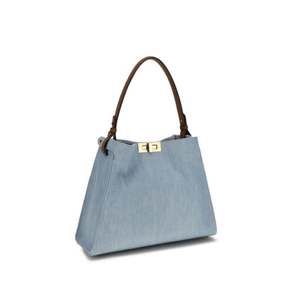 Fendi Schultertasche aus blauem Kalbsleder Bos Taurus