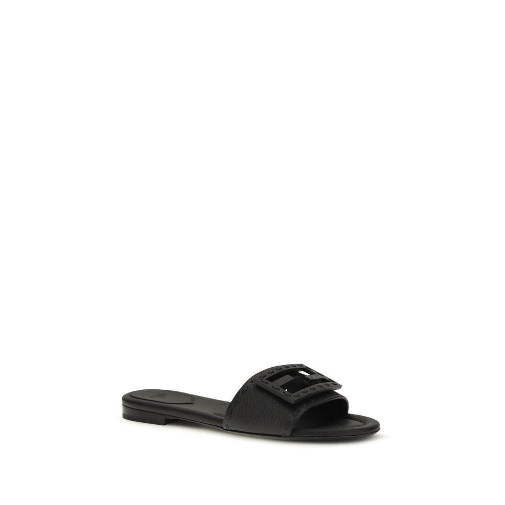 Fendi Schwarze Bos Taurus Kalbsleder-Sandalen
