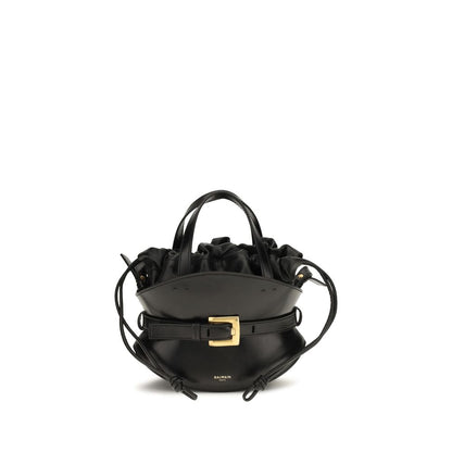 Balmain Schwarze Bos Taurus Kalbsleder Schultertasche