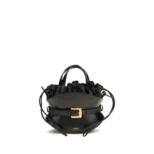 Balmain Schwarze Bos Taurus Kalbsleder Schultertasche
