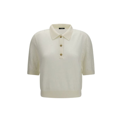 Balmain Weißes Polohemd aus Wolle Oves Aries