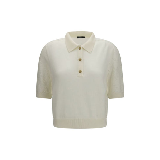 Balmain Weißes Polohemd aus Wolle Oves Aries