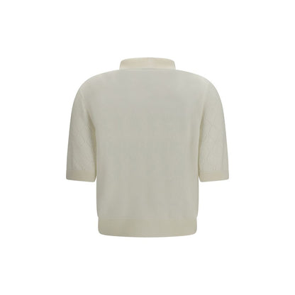 Balmain Weißes Polohemd aus Wolle Oves Aries