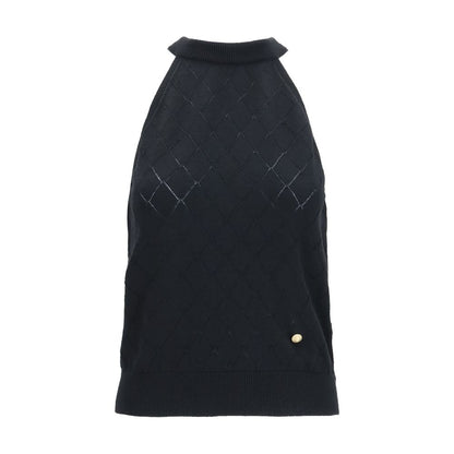Balmain Ärmelloses T-Shirt aus schwarzer Wolle Oves Aries