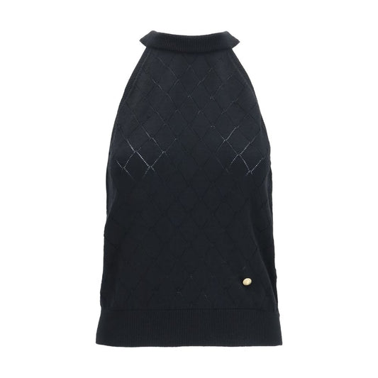 Balmain Ärmelloses T-Shirt aus schwarzer Wolle Oves Aries