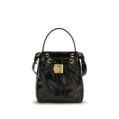 Balmain Schwarze Kalbsleder Bos Taurus Bucket Bag