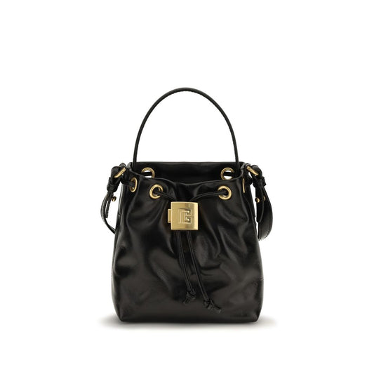Balmain Schwarze Kalbsleder Bos Taurus Bucket Bag