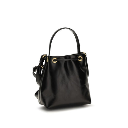 Balmain Schwarze Kalbsleder Bos Taurus Bucket Bag
