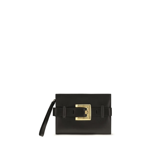 Balmain Schwarze Lammleder Schultertasche Ovis Aries Aries