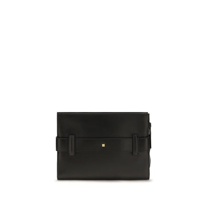 Balmain Schwarze Lammleder Schultertasche Ovis Aries Aries