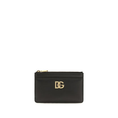 Dolce & Gabbana Schwarzes Kalbsleder Bos Taurus Portemonnaie