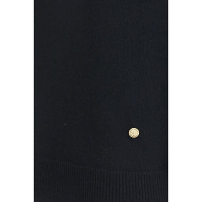 Balmain Ärmelloser Pullover aus schwarzer Wolle Oves Aries