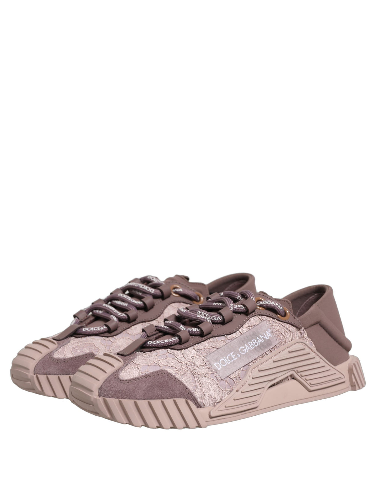 Dolce & Gabbana NS1 Rosa Lace Low-Top Sneaker
