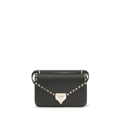 Valentino Garavani Schwarze Bos Taurus Kalbsleder Schultertasche