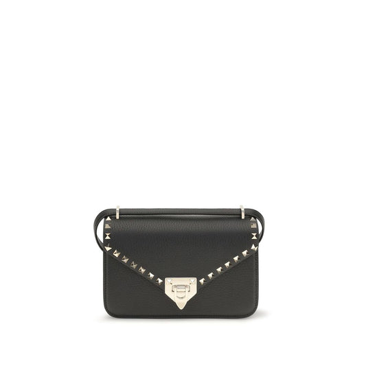 Valentino Garavani Schwarze Bos Taurus Kalbsleder Schultertasche