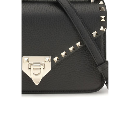Valentino Garavani Schwarze Bos Taurus Kalbsleder Schultertasche
