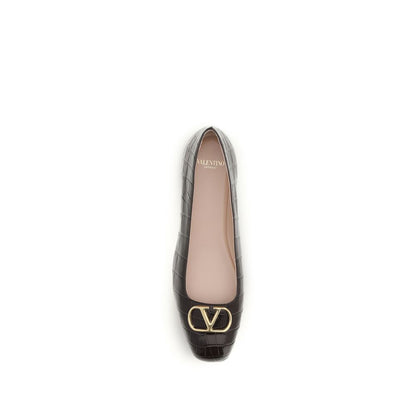 Valentino Garavani Braune Kalbsleder-Ballerinas Bos Taurus