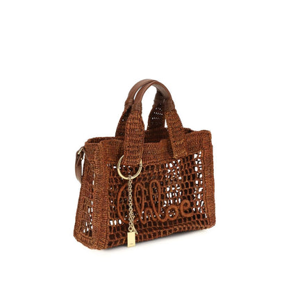 Chloé Braune Raffia-Umhängetasche