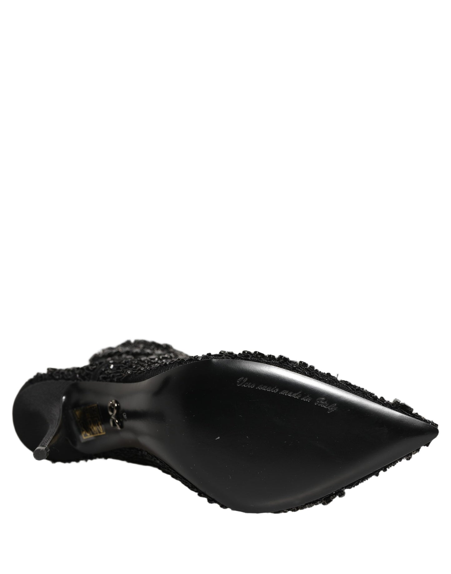 Dolce & Gabbana Schwarze Ankle Boots aus Mesh mit Verzierungen