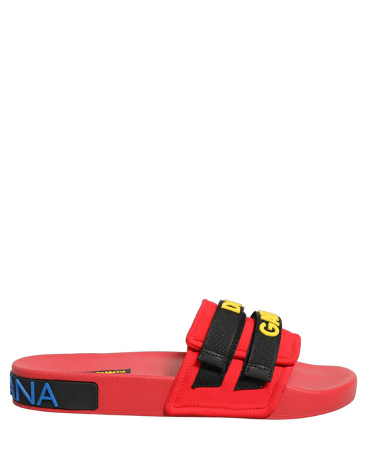 Dolce & Gabbana Rote Neopren-Slides mit Logo