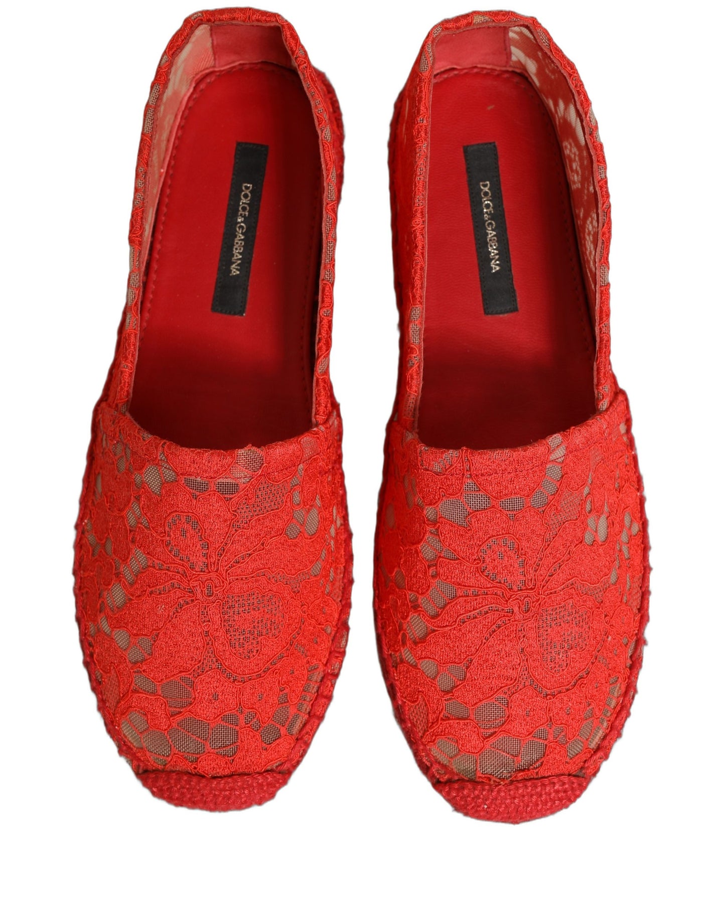 Dolce & Gabbana Rote Taormina Espadrille-Ballerinas aus Spitze