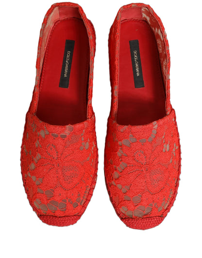 Dolce & Gabbana Rote Taormina Espadrille-Ballerinas aus Spitze