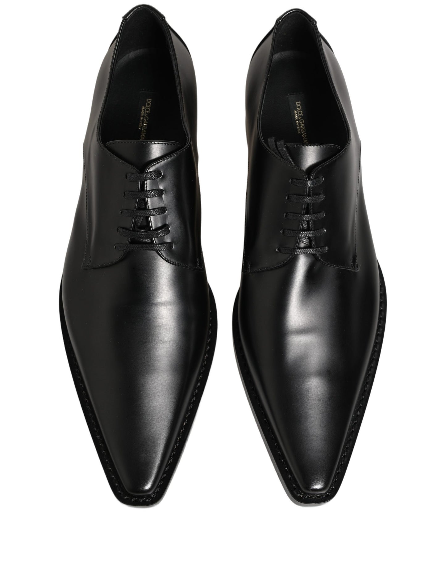Dolce & Gabbana Schwarze Leder Schnür-Derby-Schuhe