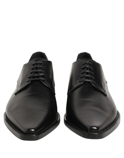 Dolce & Gabbana Schwarze Leder Schnür-Derby-Schuhe