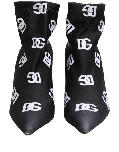 Dolce & Gabbana Schwarze Stretch-Stiefeletten mit Logo