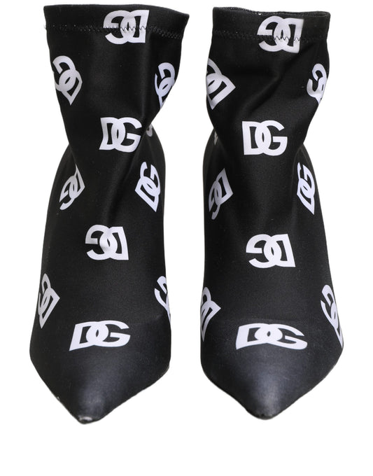 Dolce & Gabbana Schwarze Stretch-Stiefeletten mit Logo