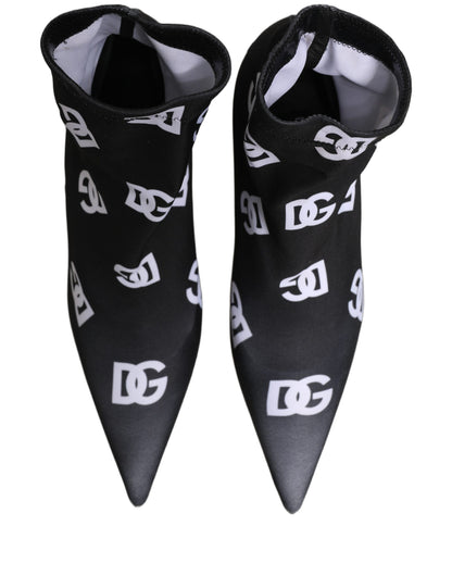Dolce & Gabbana Schwarze Stretch-Stiefeletten mit Logo