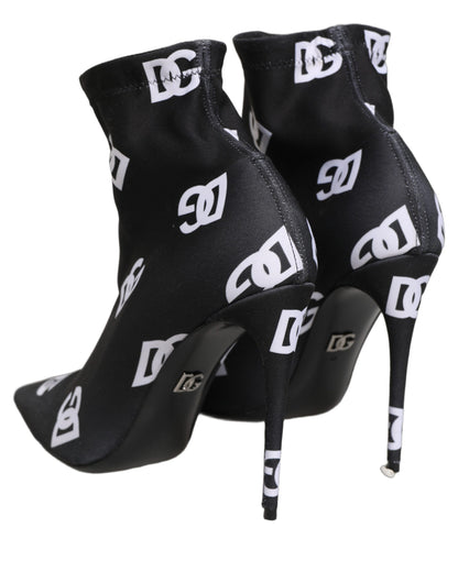 Dolce & Gabbana Schwarze Stretch-Stiefeletten mit Logo