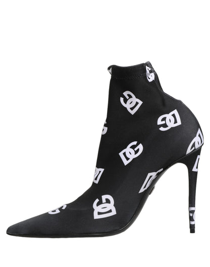 Dolce & Gabbana Schwarze Stretch-Stiefeletten mit Logo