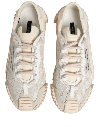 Dolce & Gabbana Weiß Spitze NS1 Low Top Sneaker Sportschuhe