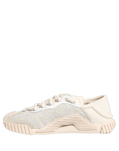 Dolce & Gabbana Weiß Spitze NS1 Low Top Sneaker Sportschuhe