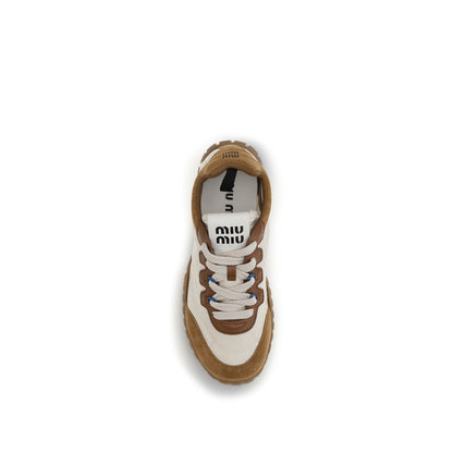 Miu Miu Beige Polyamid-Sneakers für sportliche Aktivitäten
