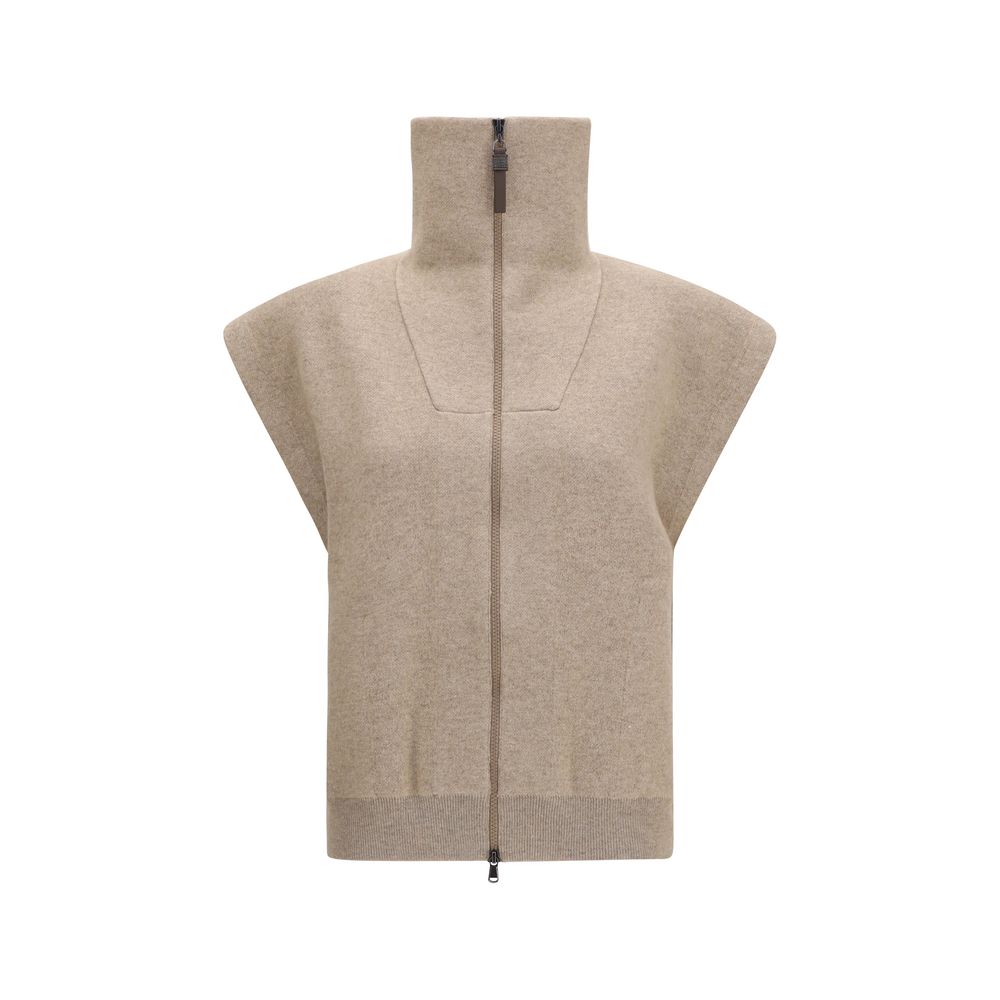 Cardigan in cashmere beige di Brunello Cucinelli