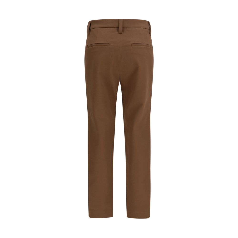 Pantaloni marroni in cotone elasticizzato di Brunello Cucinelli