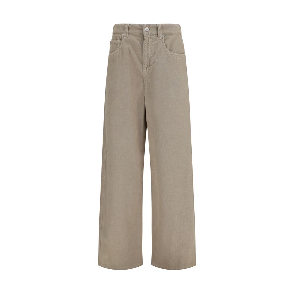 Brunello Cucinelli Beige Cotton-Linen Trousers