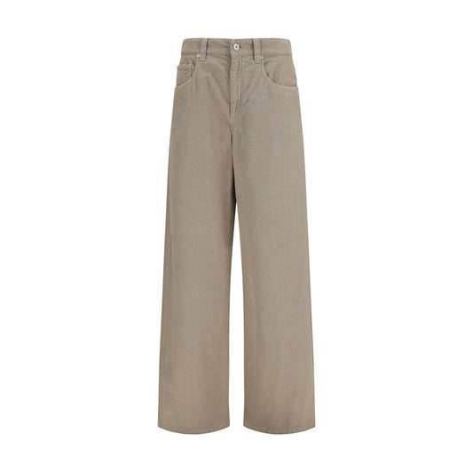 Pantaloni beige in cotone e lino di Brunello Cucinelli
