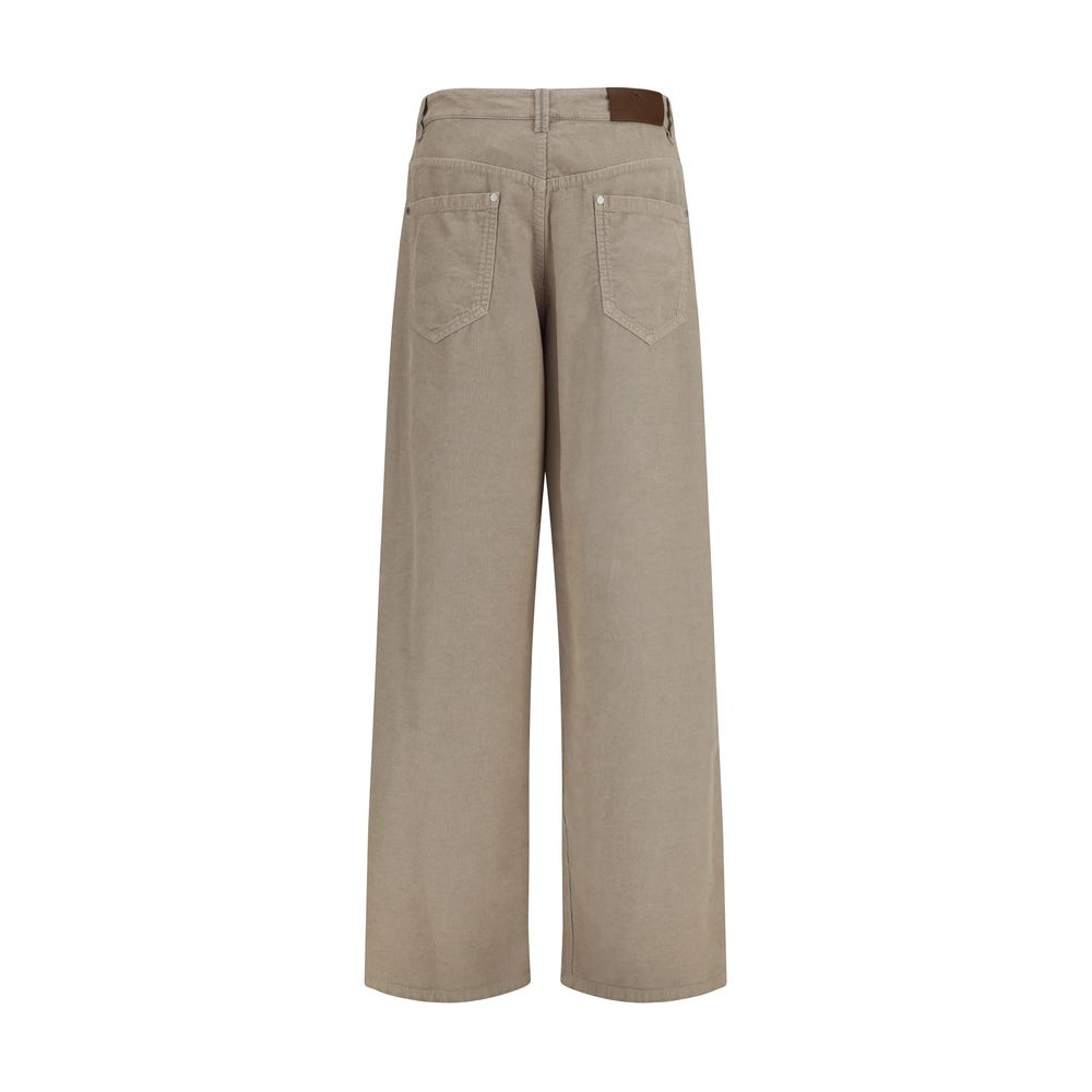 Brunello Cucinelli Beige Cotton-Linen Trousers