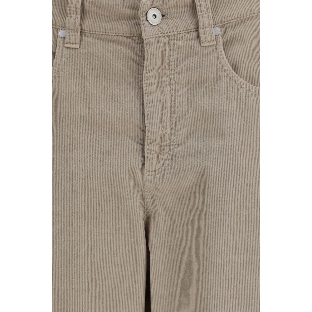 Brunello Cucinelli Beige Cotton-Linen Trousers