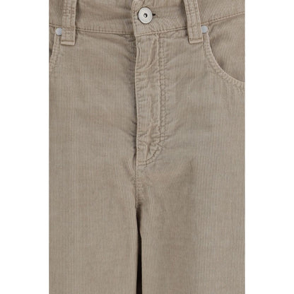 Brunello Cucinelli Beige Cotton-Linen Trousers