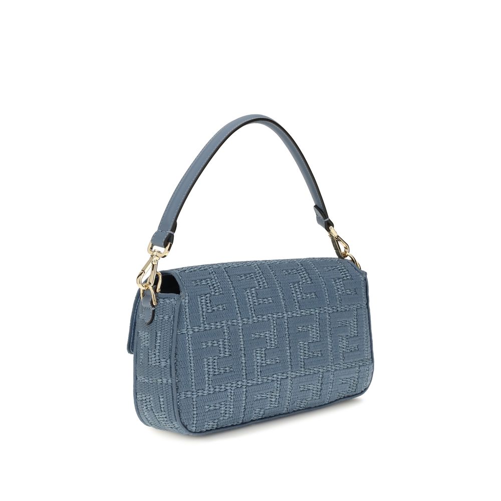 Fendi Blaue Raffia-Umhängetasche