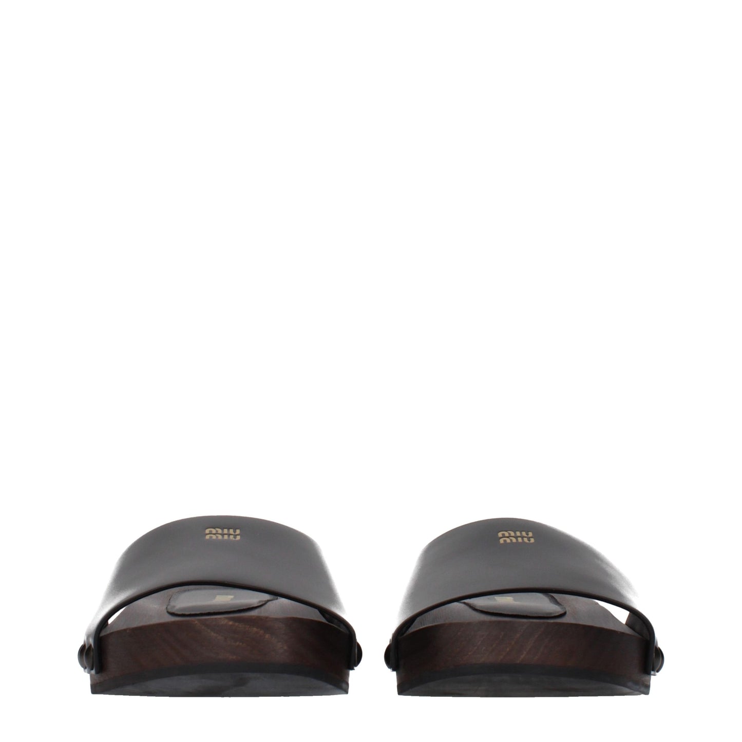 Miu Miu Schwarze Leder-Slipper