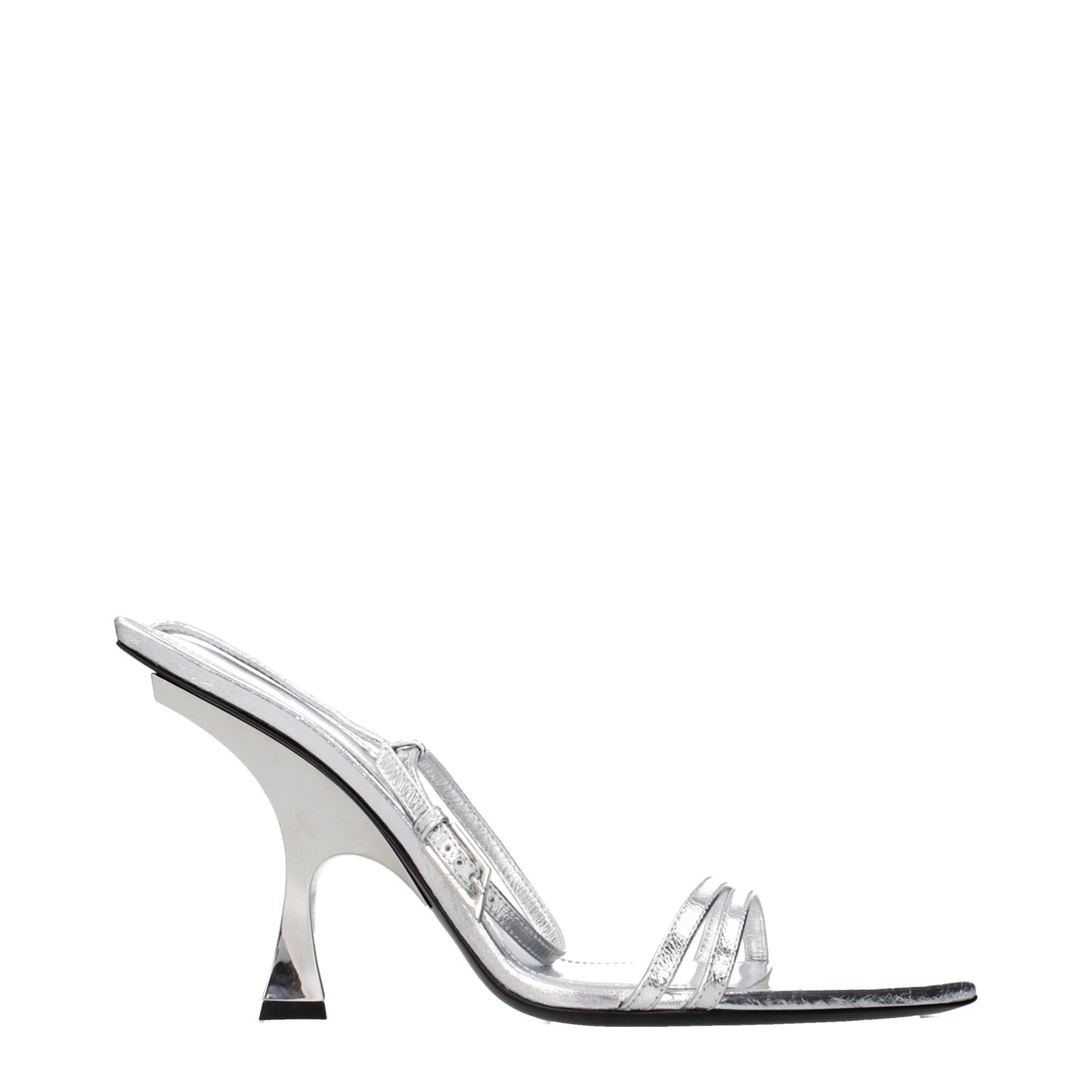 The Attico Graue Sandalen mit Stiletto-Absatz aus Leder