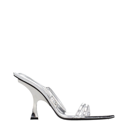 The Attico Graue Sandalen mit Stiletto-Absatz aus Leder