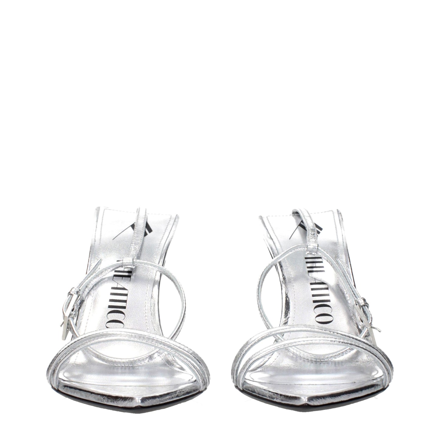 The Attico Graue Sandalen mit Stiletto-Absatz aus Leder